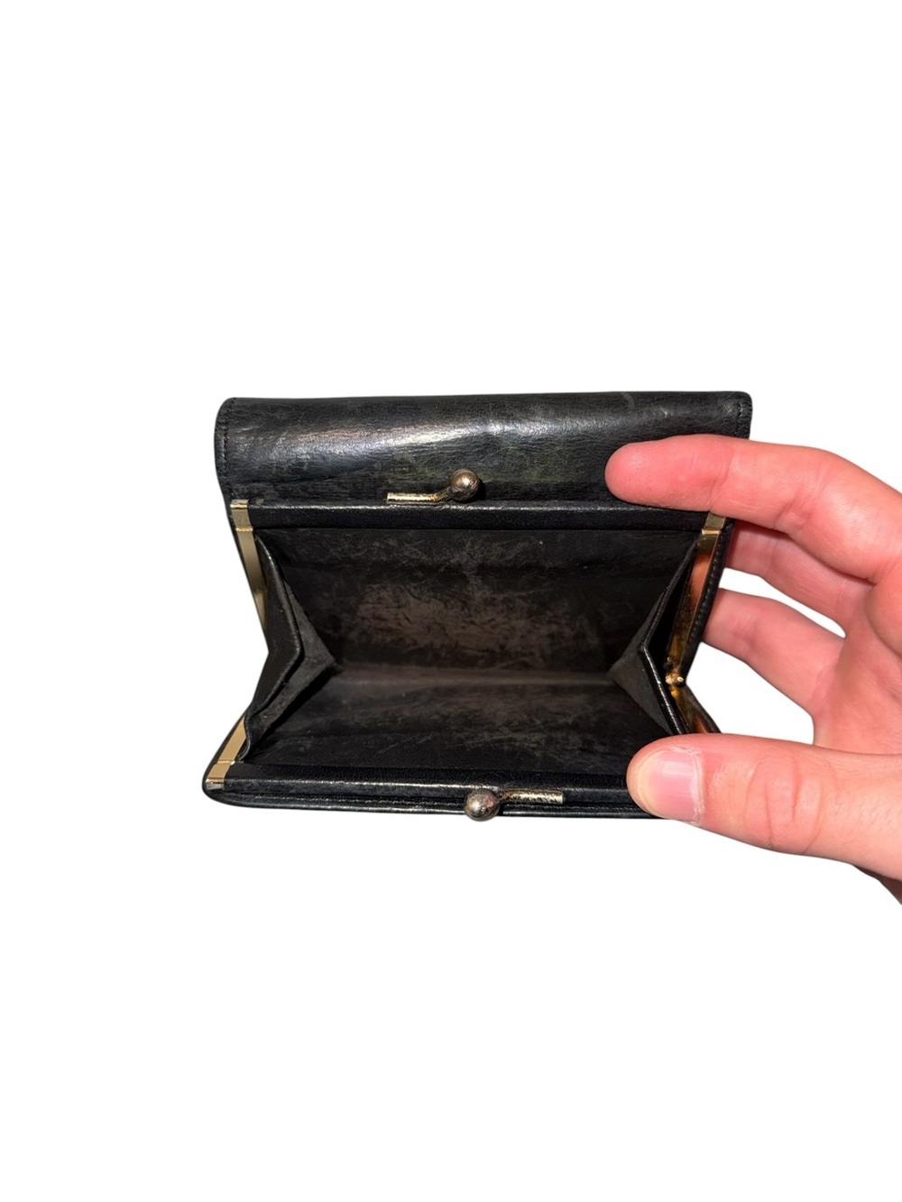 Vintage Coach 80s Black Leather Kisslock Frame Bifold Wallet CoinPouch - Picture 8 of 8